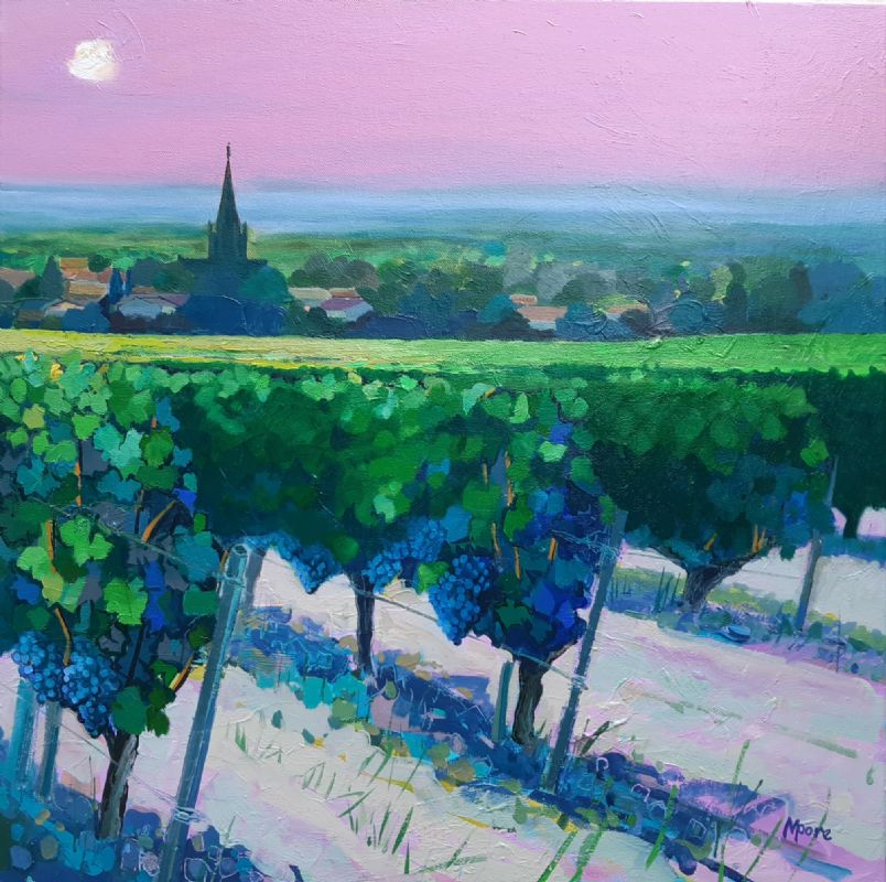 oil painting of vineyards in France